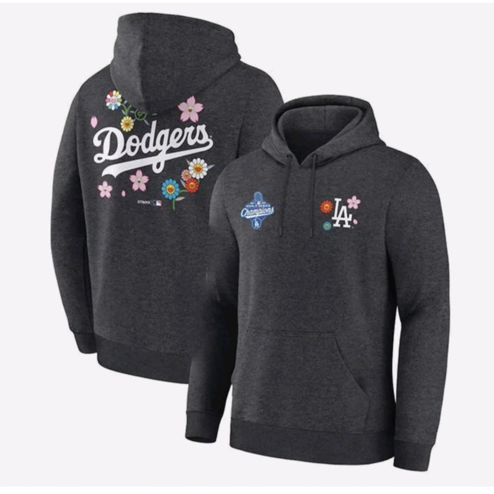 LA Dodgers Murakami Championship 2025 Hoodie - Heather Charcoal Black